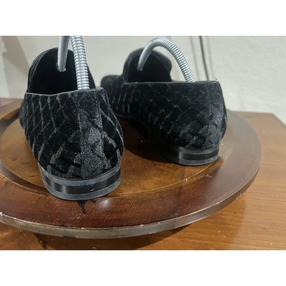 Moretti Gold Label Trevor Mens Size‎ 10 Black Velvet Diamond Pattern Loafers